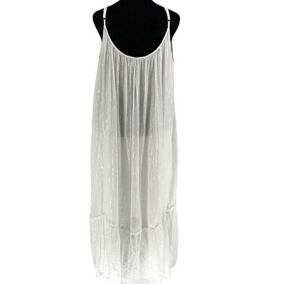 Debbie Katz Womens Tierred Pleated Sleeveless Boho Maxi Dress White Silver Size - Picture 4 of 7